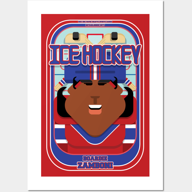 Ice Hockey Red and Blue - Boardie Zamboni - Aretha version Wall Art by Boxedspapercrafts